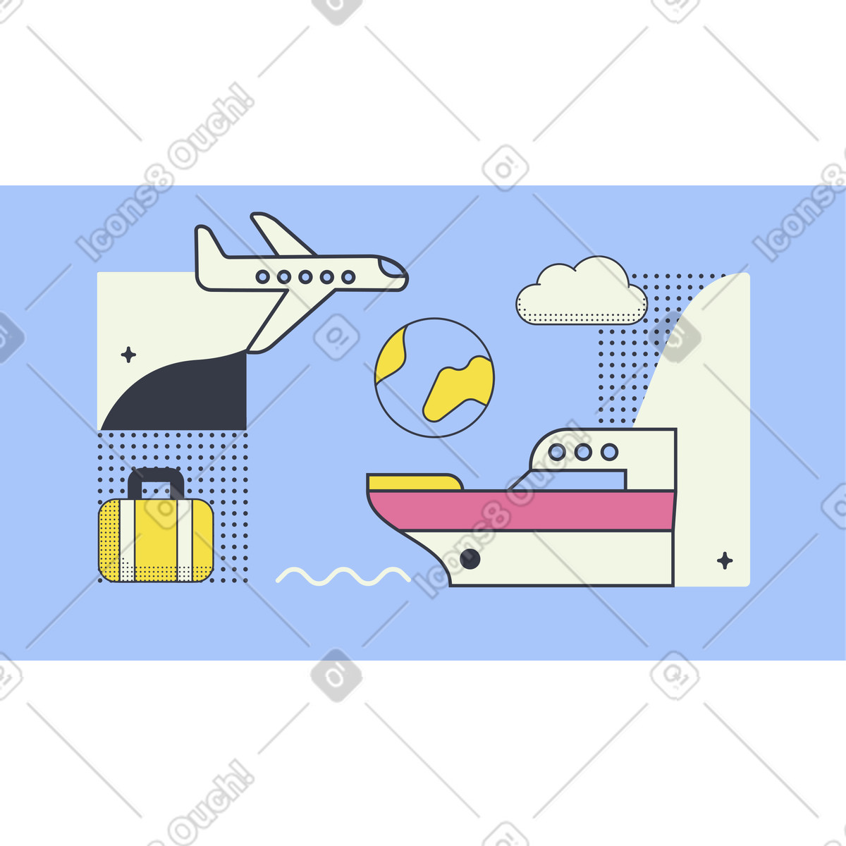 Ilustración De viaje en estilo Abstract a descargar en PNG y SVG