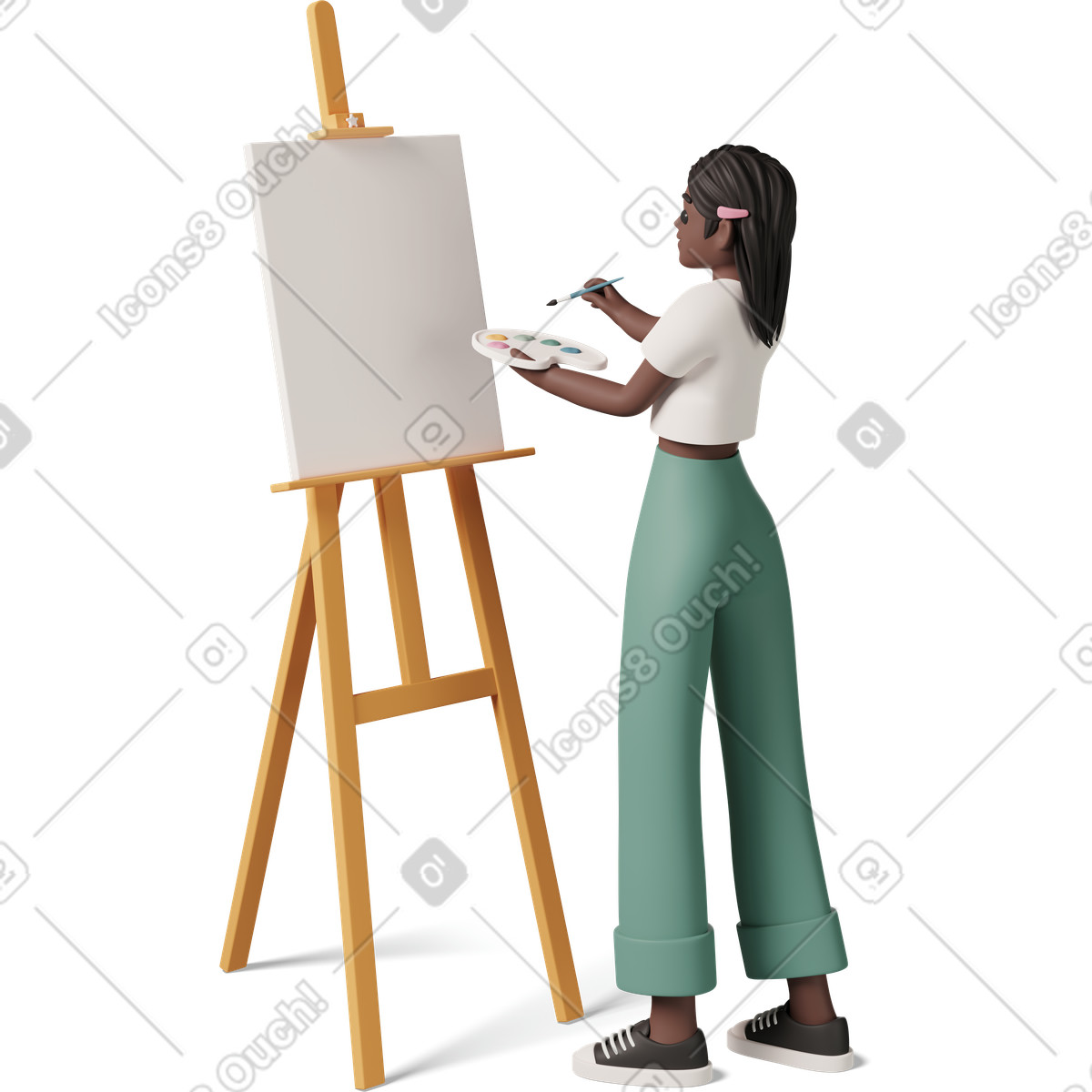 3D Casual life 스타일의 Girl painting 일러스트레이션 PNG, SVG 다운로드