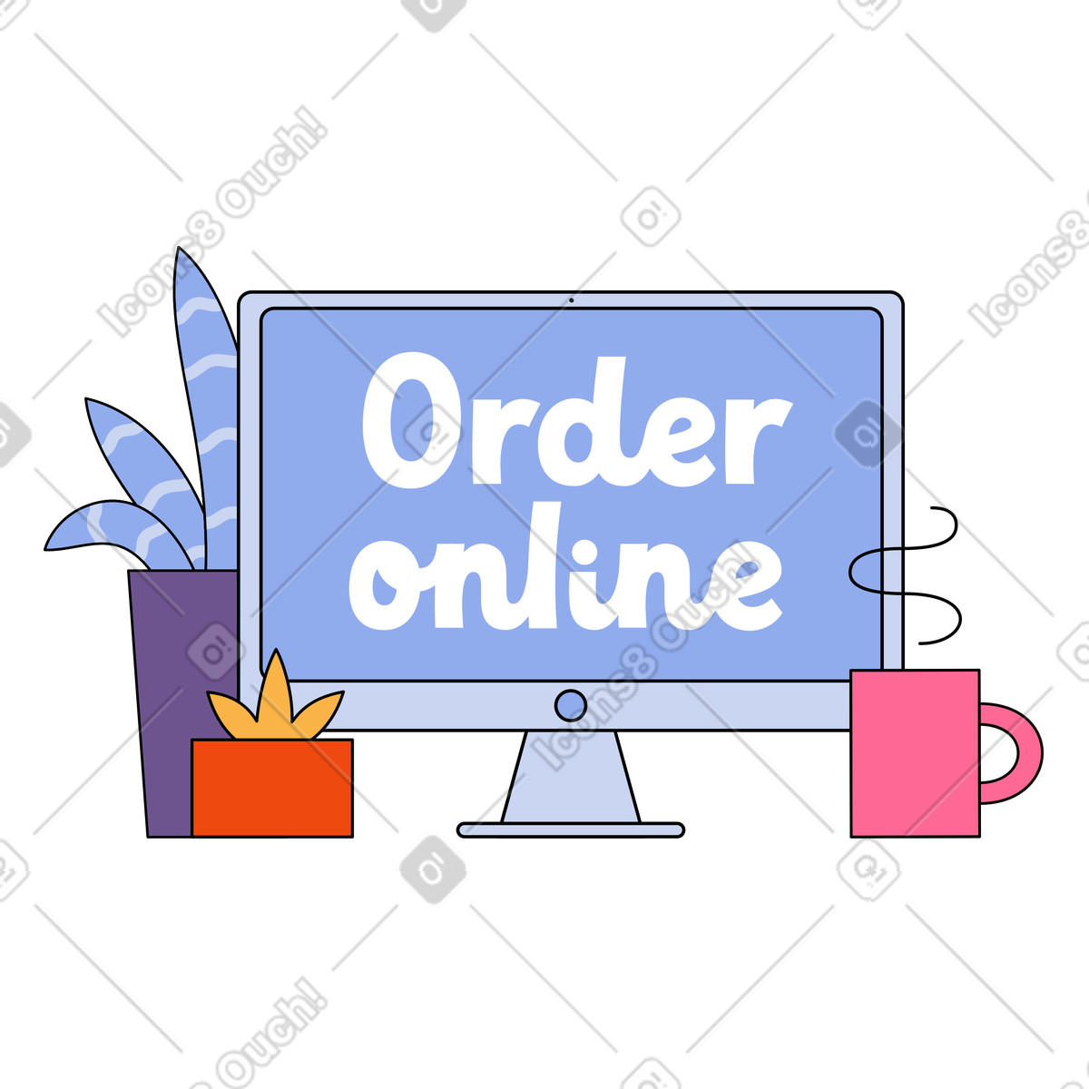 Lettering order online illustration in Bloom style download in PNG, SVG