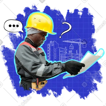 Travailleur de la construction avec plan de construction  PNG, SVG