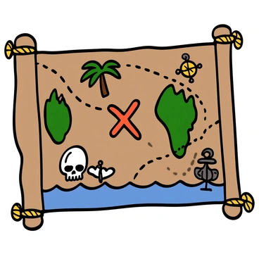 A pirate treasure map with 'X' marks the spot, ideal for a card background