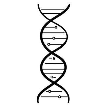 A detailed DNA double helix structure is depicted in the center of the image. The two strands of the helix twist around each other, showcasing the iconic shape. Labeled nucleotide pairs are clearly indicated along the rungs of the helix, with each pair connected by lines representing hydrogen bonds. The labels include "Adenine" paired with "Thymine," and "Cytosine" paired with "Guanine." The background is a plain white, emphasizing the intricate details of the DNA structure.