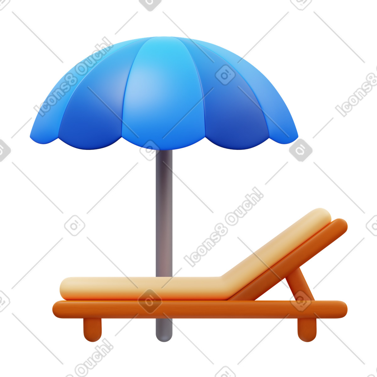 Sun lounger illustration in 3D Fluency style download in PNG, SVG