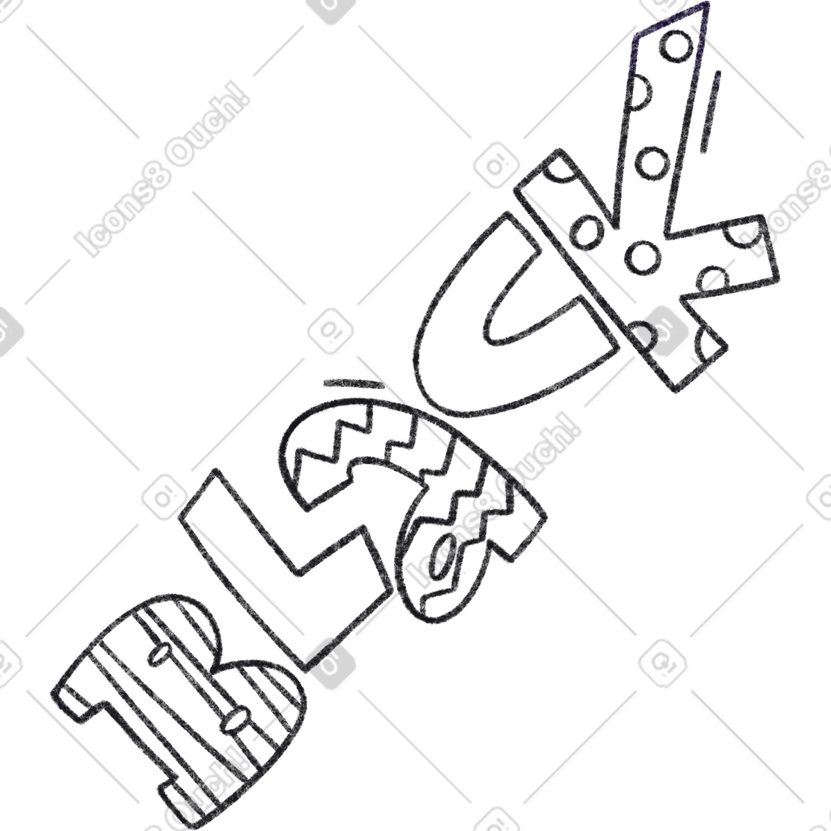 Illustration Lettre noir dans le style Bonbon Line à télécharger aux formats PNG, SVG