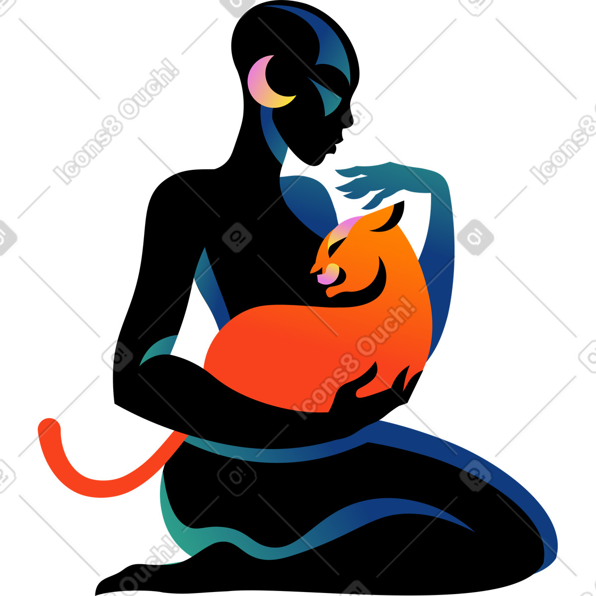 Woman with a lion-Illustration im Amani-Stil als Download in PNG, SVG