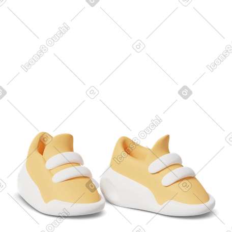 3D Orange sneakers illustration in Objects Casual life style download in PNG, SVG