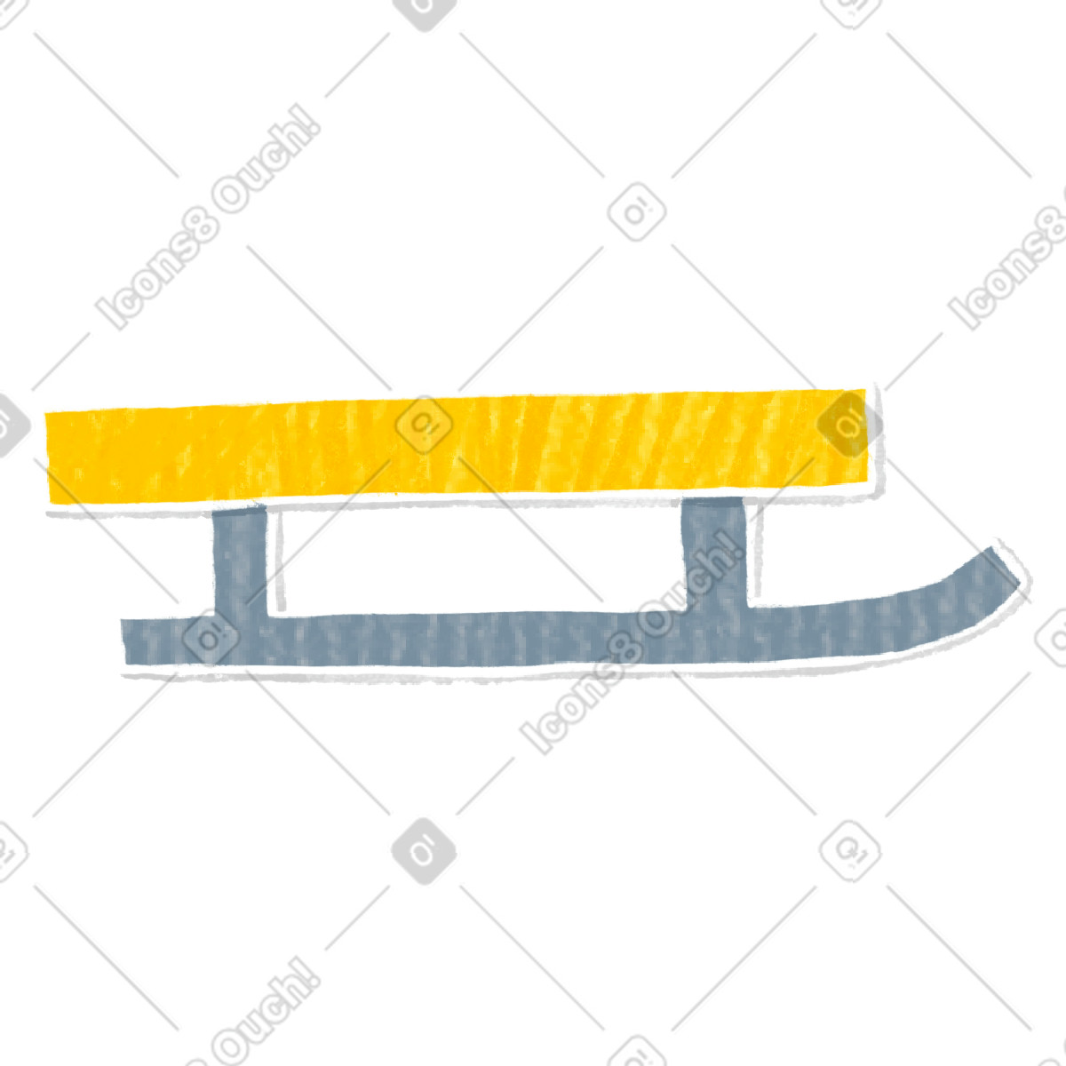 Slitta gialla illustrazione in stile Crafty scarica in PNG, SVG