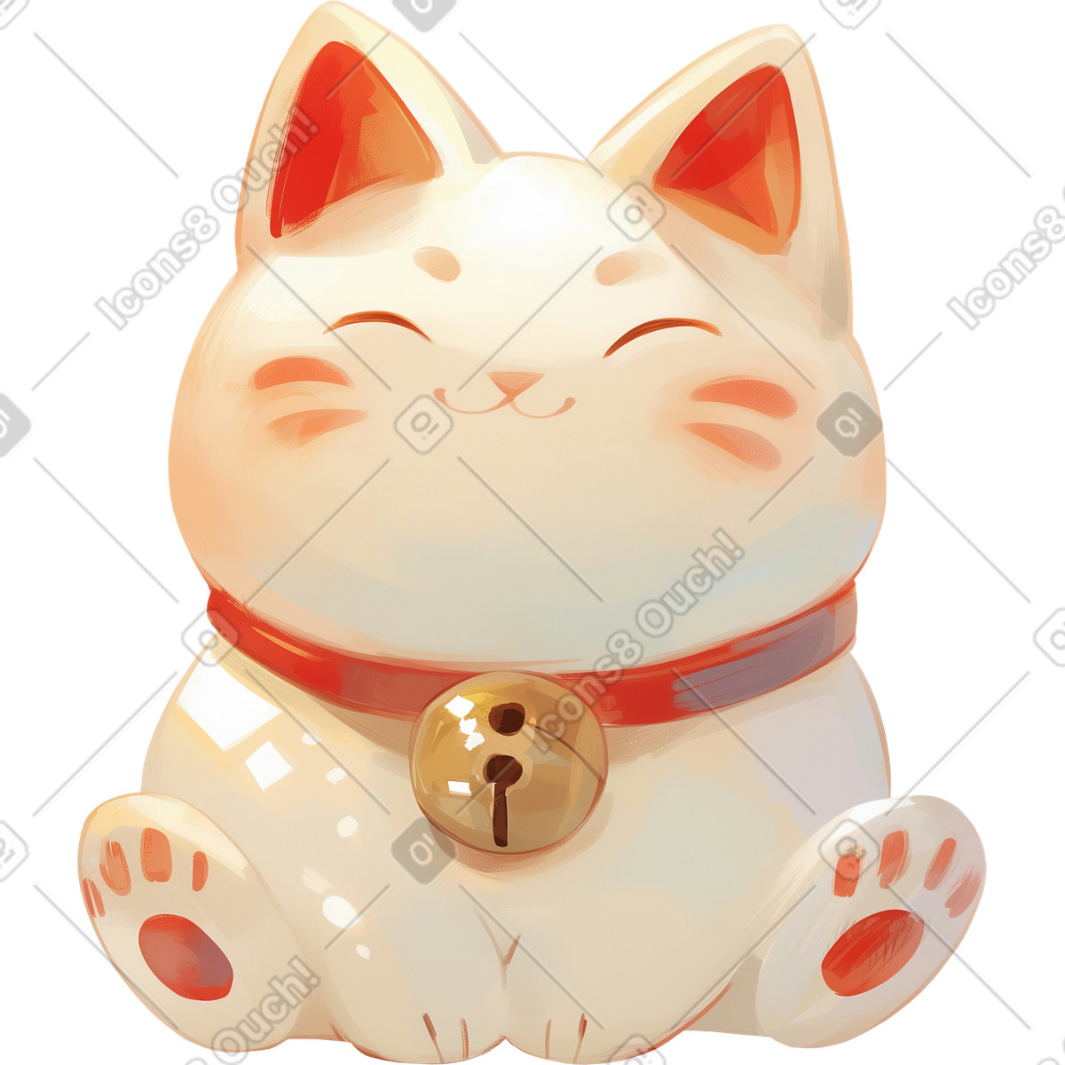 Gatto fortunato illustrazione in stile Glazy scarica in PNG, SVG