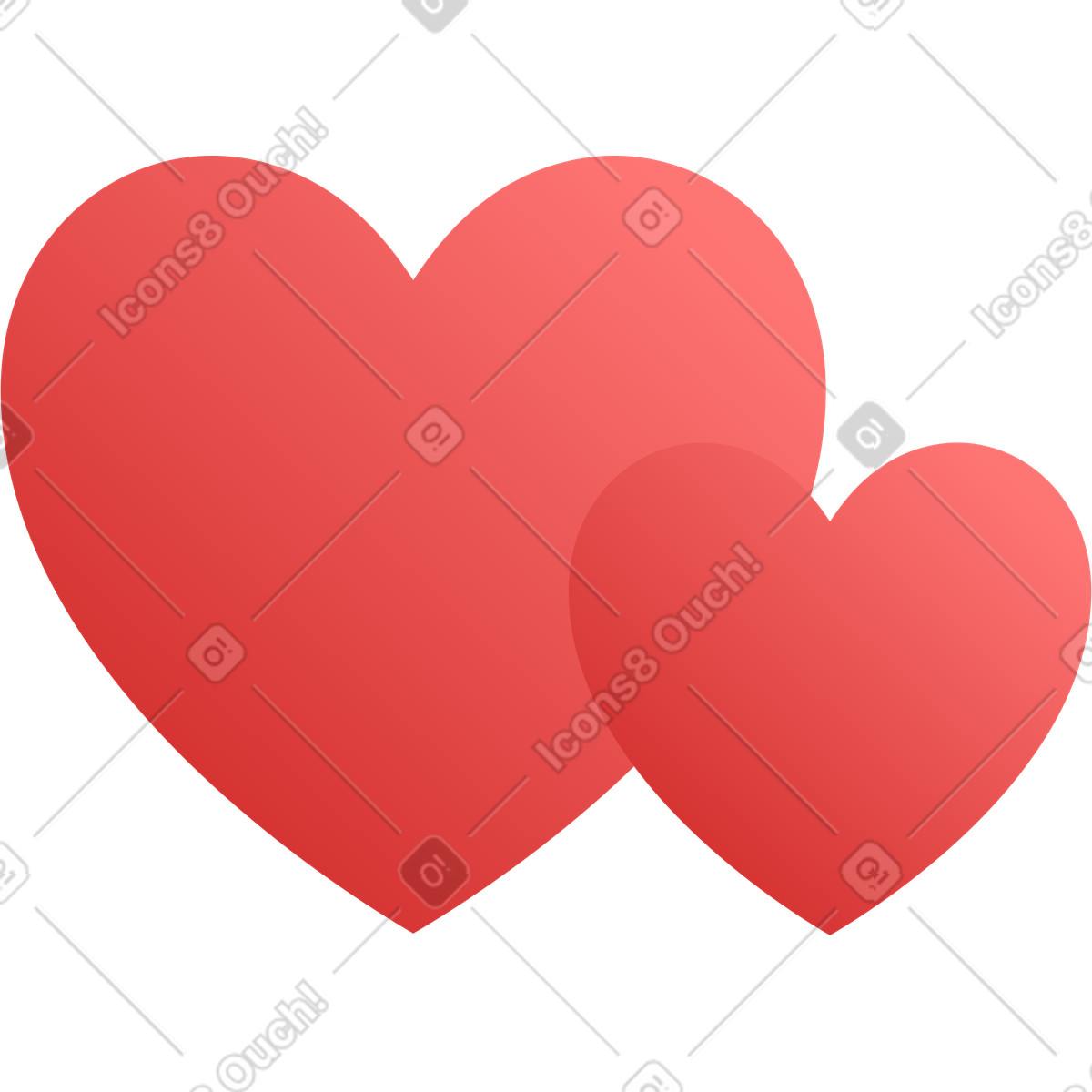 Ilustração de Dois corações em no estilo Silky para baixar em PNG, SVG