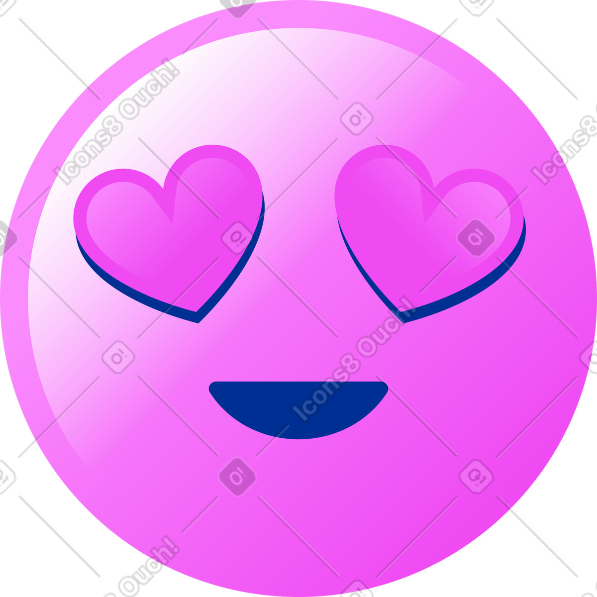 Illustration Emoji heart eyes love dans le style Glossy à télécharger aux formats PNG, SVG