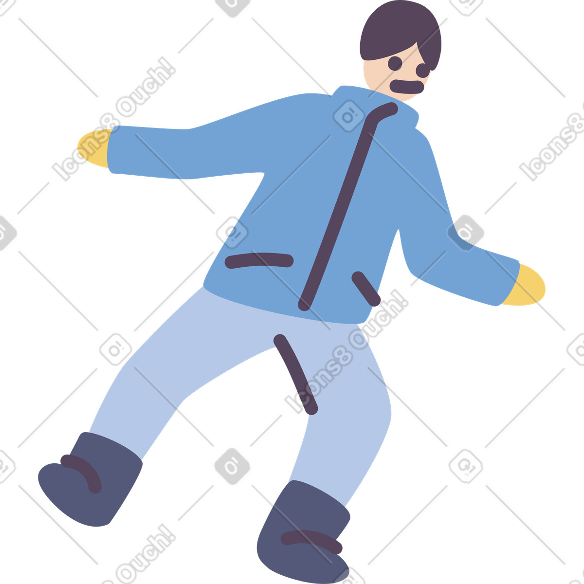 The snowboarder rolls down slope illustration in Pluto style download in PNG, SVG