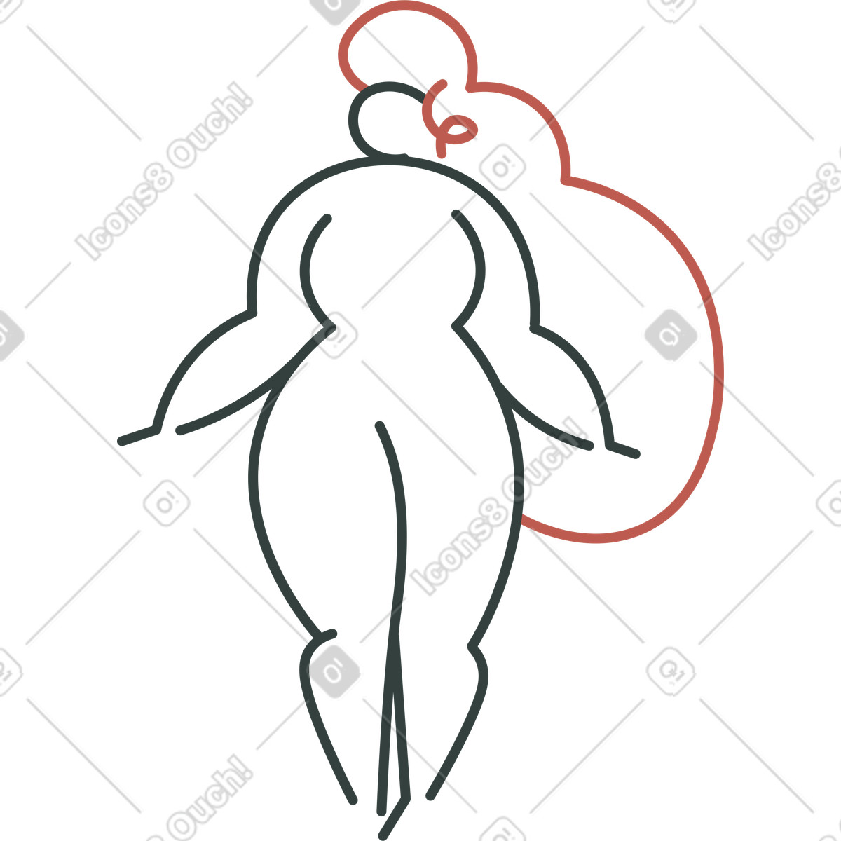 Ilustración Niña de pie en estilo Macaroni a descargar en PNG y SVG