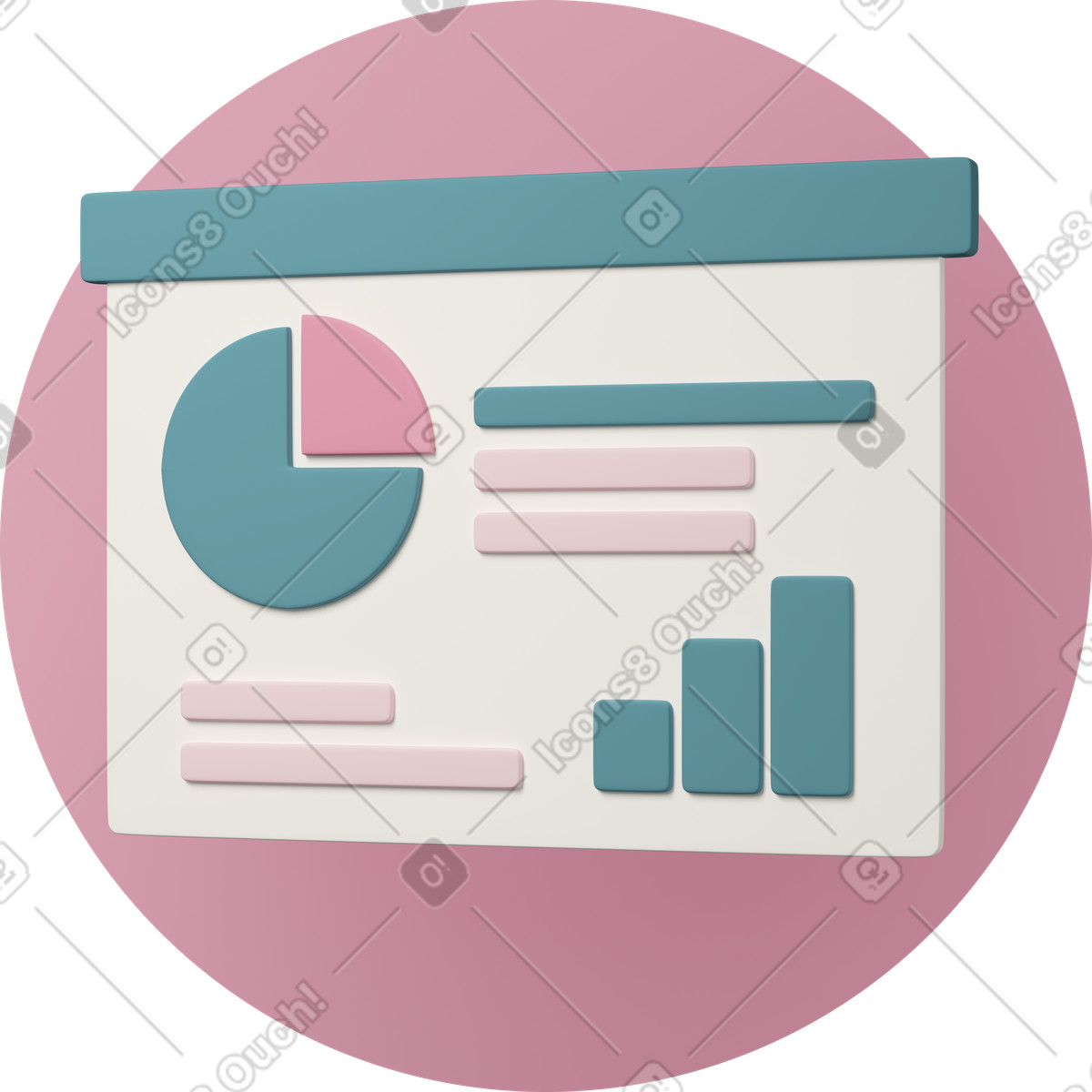 下载 3D Casual life 风格的 Statistics window 插画，支持 PNG、SVG 格式