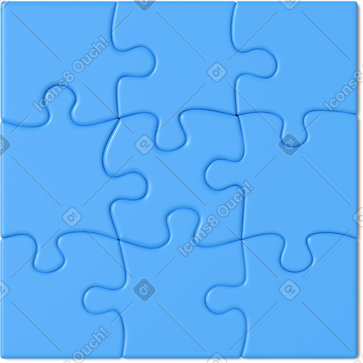 Blue square puzzle illustration in 3D Business style download in PNG, SVG