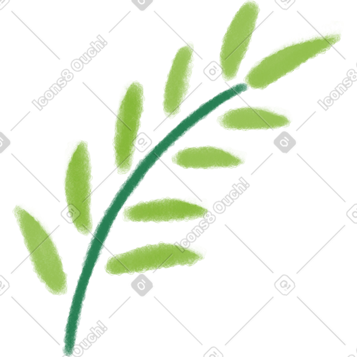 Green branch of the plant illustration in Doodle style download in PNG, SVG