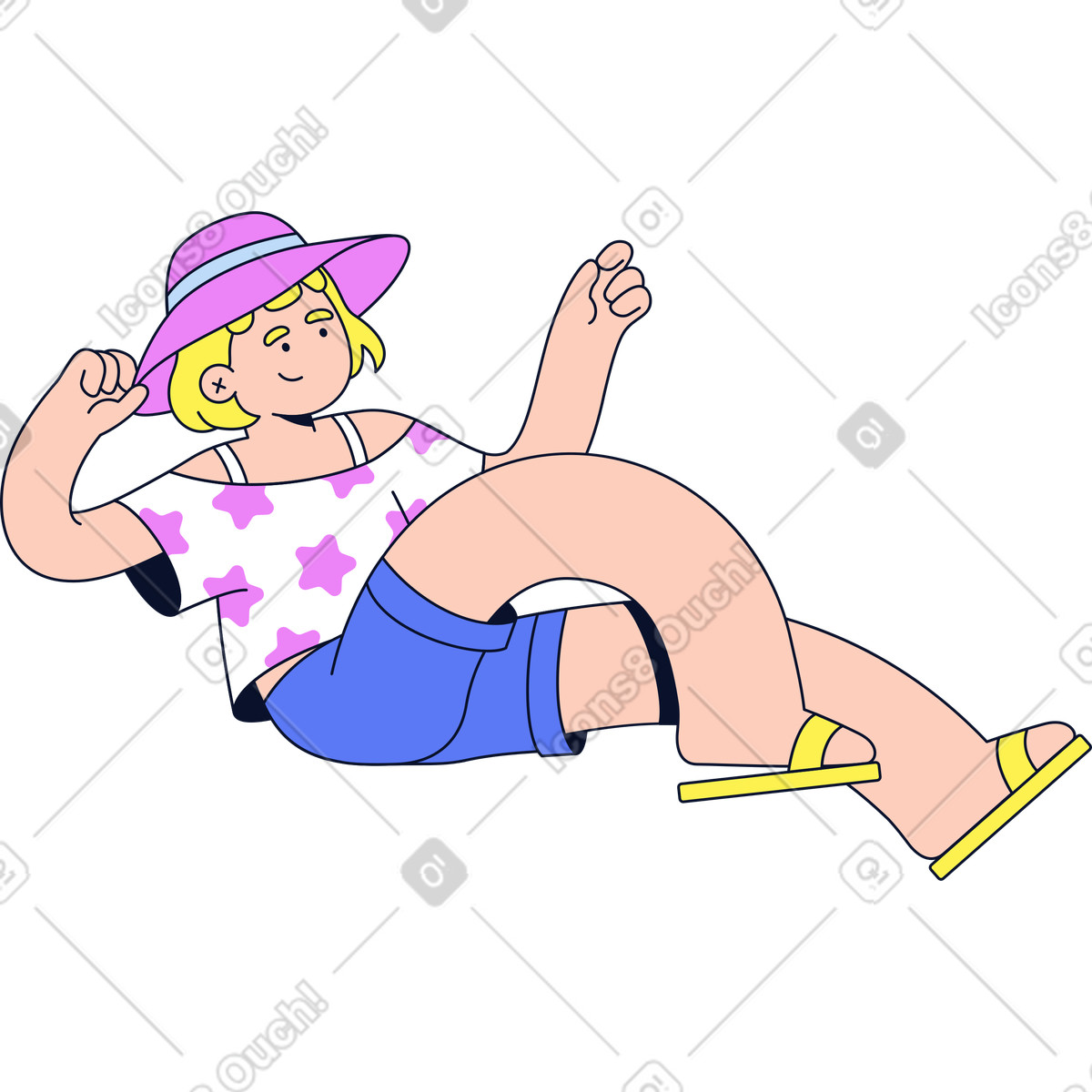 Woman relaxing and holding something in hand illustration chill clipart PNG graphics collection