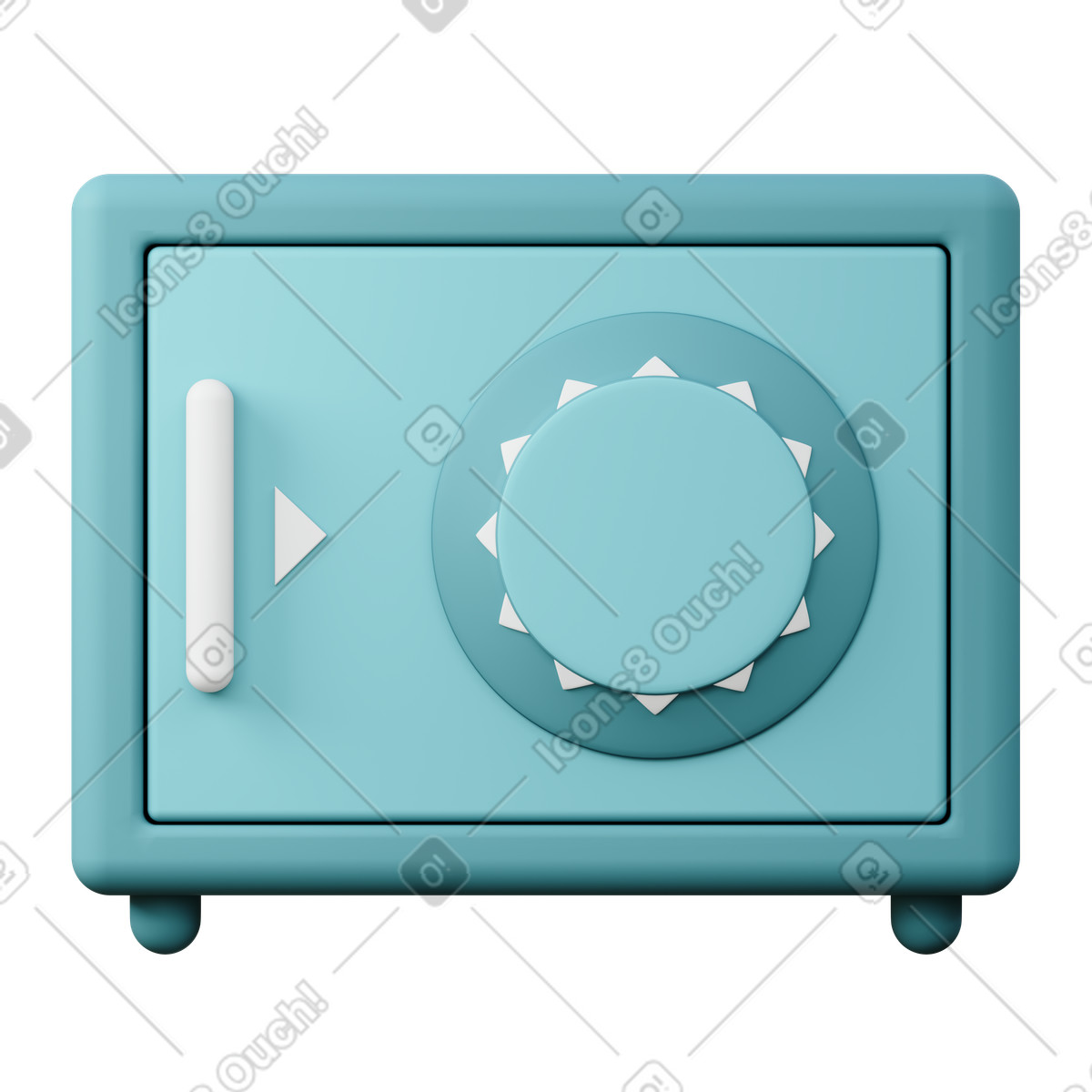 Turquoise vault for saving money illustration in 3D Sugary style download in PNG, SVG