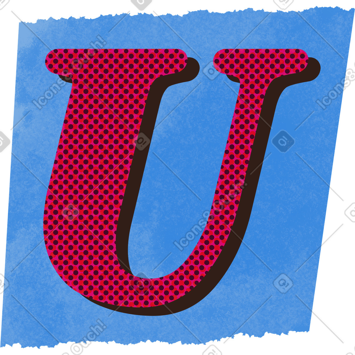 Paper Cut 스타일의 Collage capital letter u 일러스트레이션 PNG, SVG 다운로드