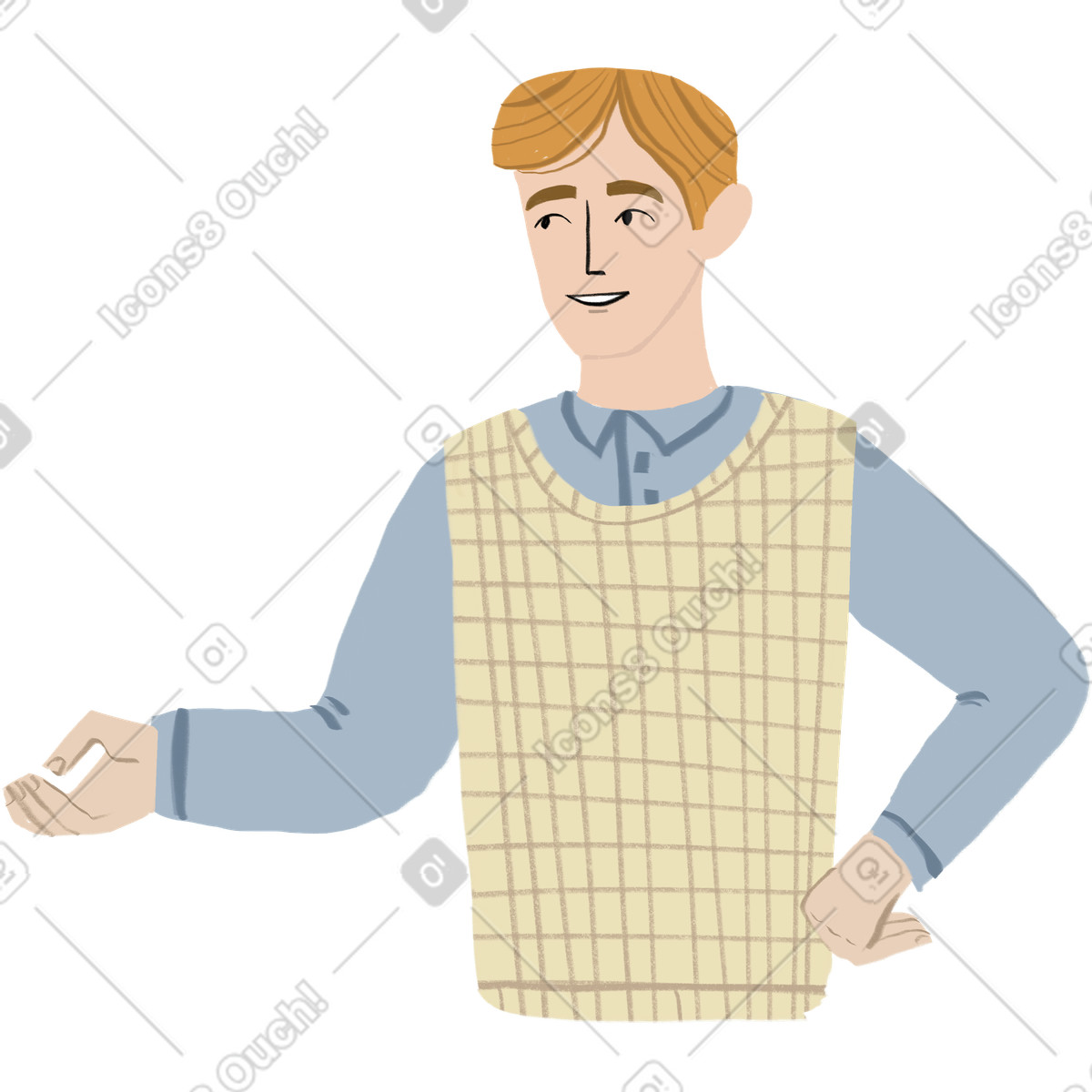 Blond man with his hand on a hip illustration in Lumiere style download in PNG, SVG