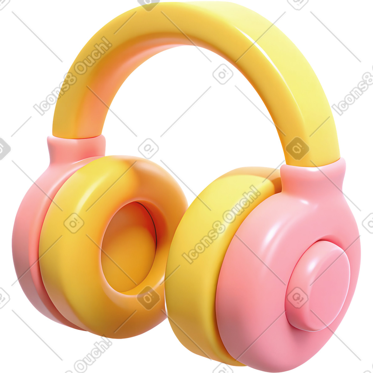 Kopfhörer aus kunststoff-Illustration im 3D Cutie-Stil als Download in PNG, SVG