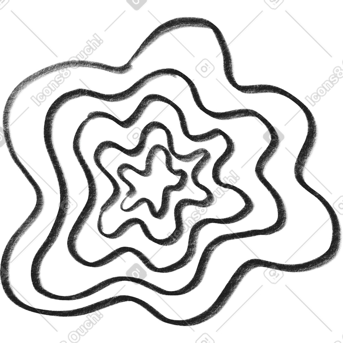 Ilustración Gray wiggly flower shape en estilo Doodle a descargar en PNG y SVG