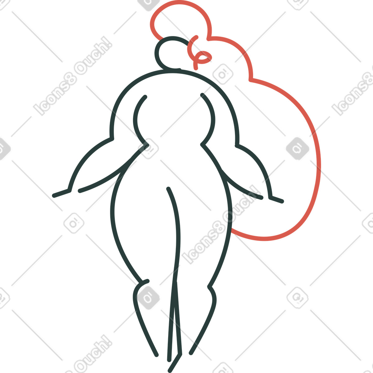 Ilustración Niña de pie en estilo Macaroni a descargar en PNG y SVG