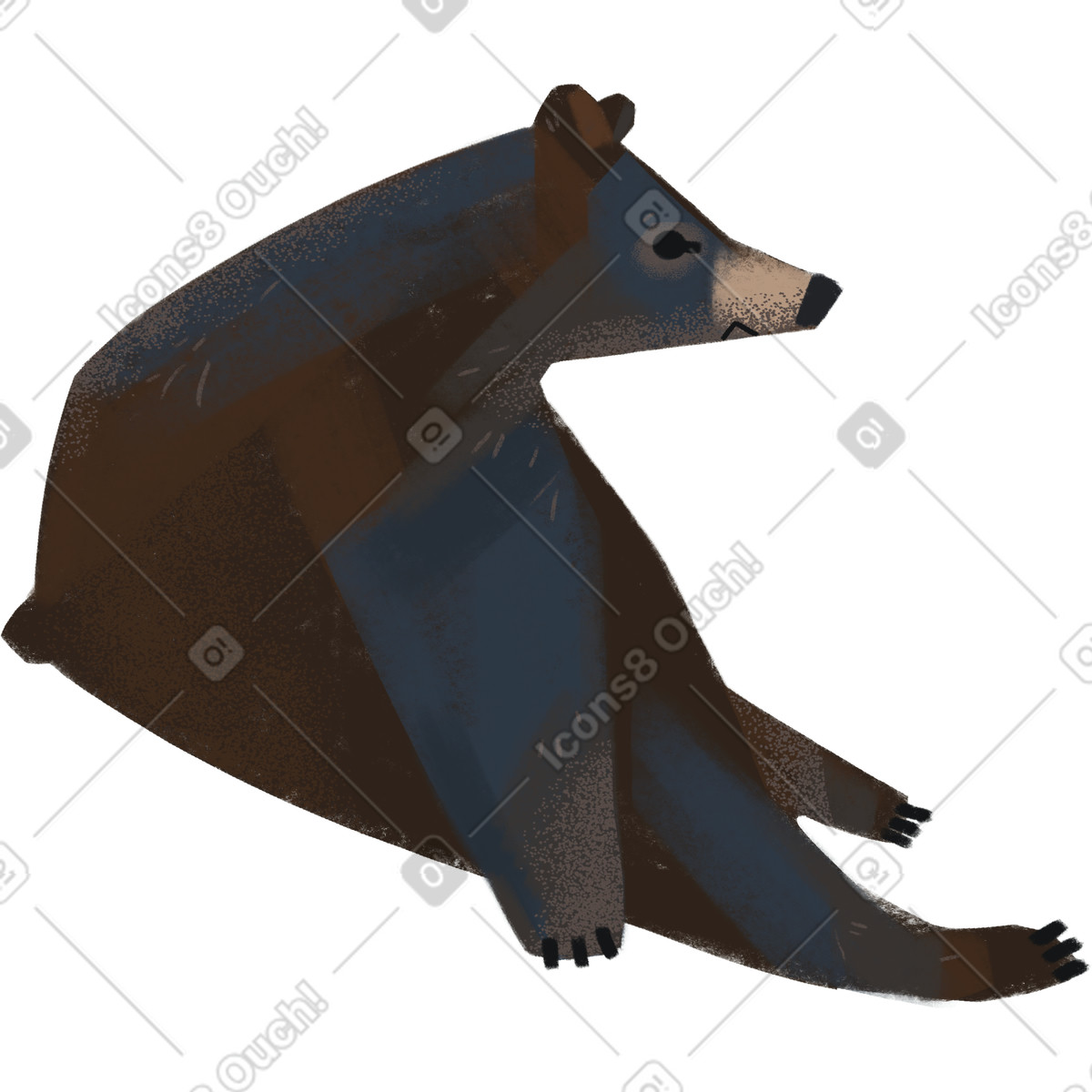 Bear illustration showcasing grumpy character in unique clipart style