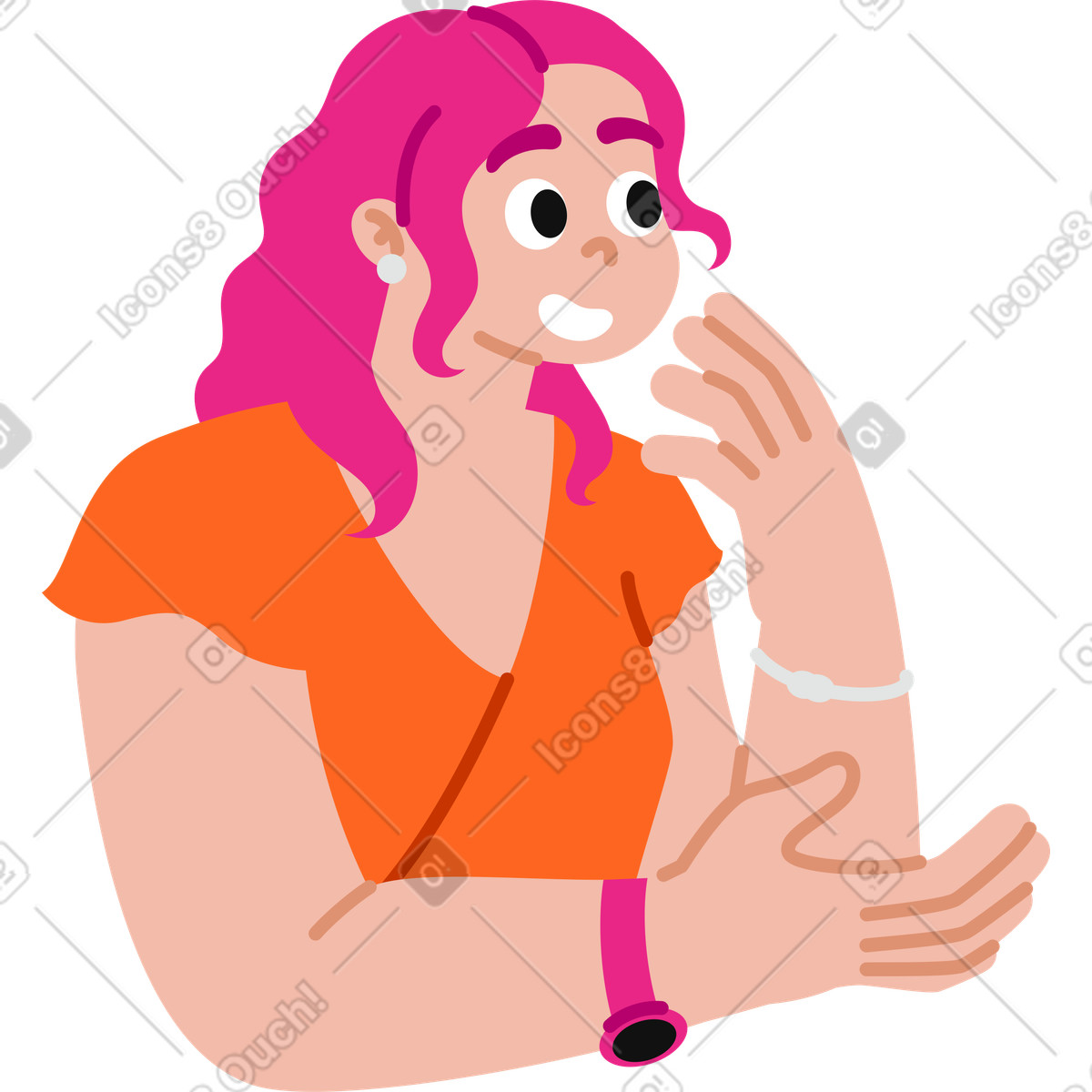 Active スタイルの 驚く若い女性 のイラストをPNG、SVG形式でダウンロード