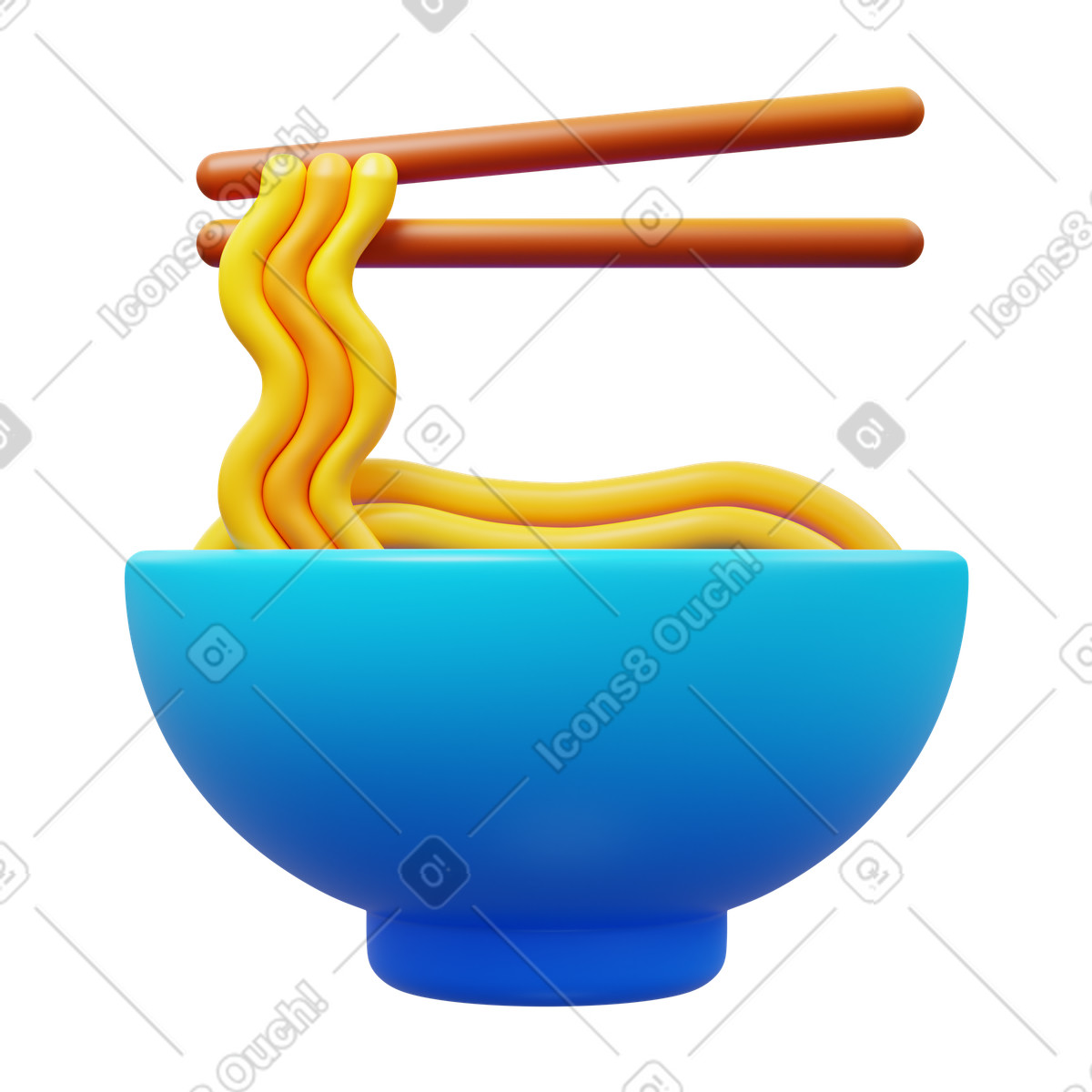 Noodles illustration in 3D Fluency style download in PNG, SVG