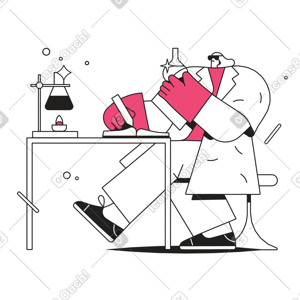 Dazzle Line スタイルの 手に試験管を持っている科学者 のイラストをPNG、SVG形式でダウンロード