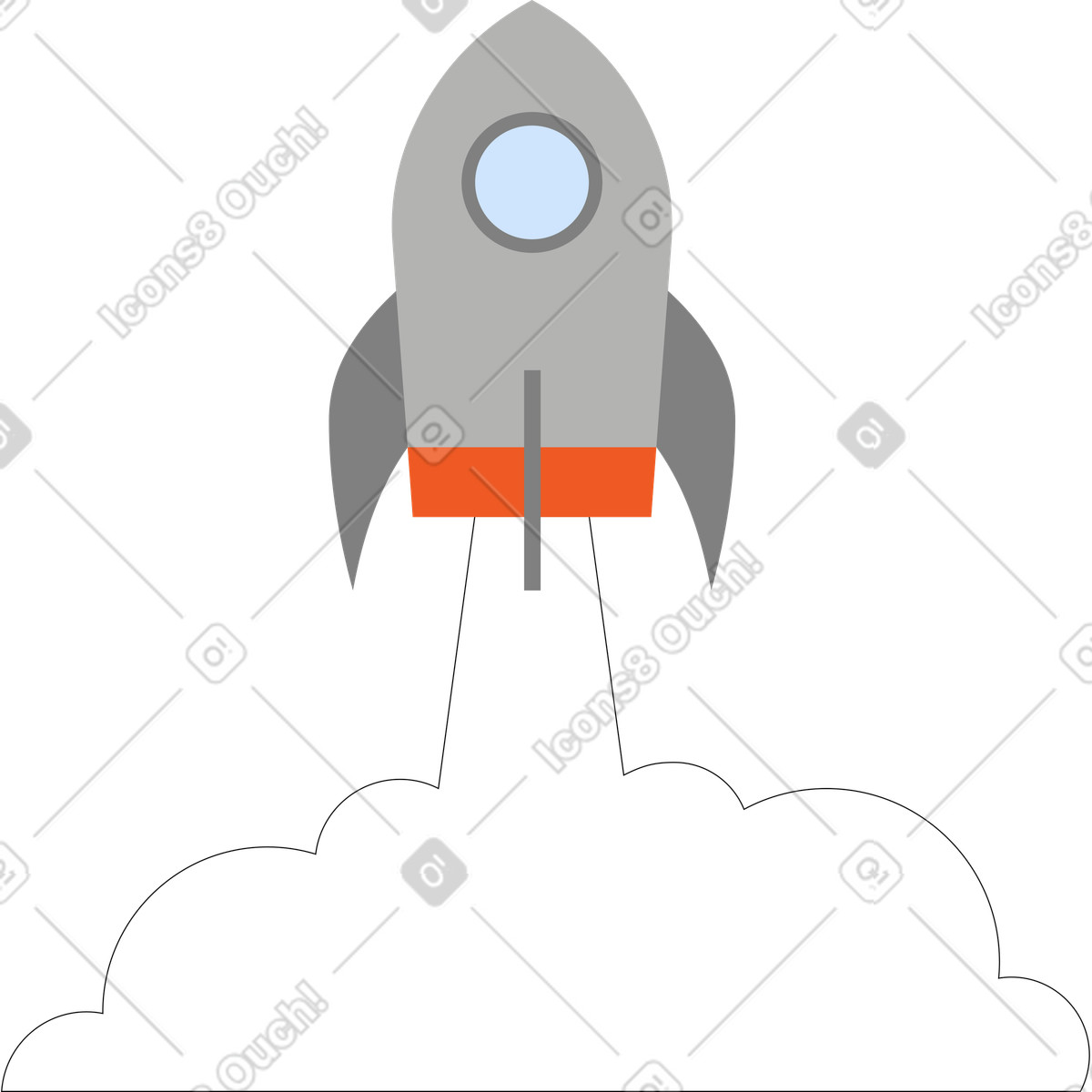下载 Tiny 风格的 火箭启动时冒烟 插画，支持 PNG、SVG 格式