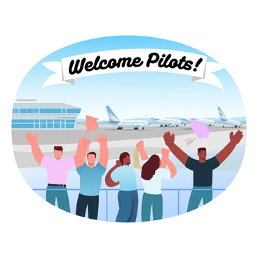 Enthusiastic fans waving at pilots from an airport viewing deck