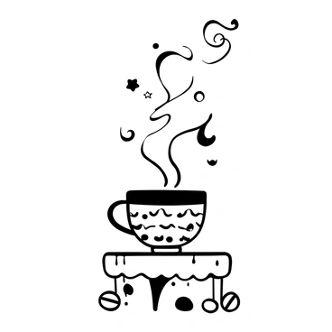 Whimsical shapes and forms rising from coffee steam in a creative display