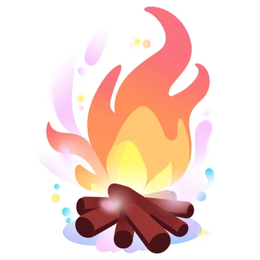 A fire elemental creature with flowing flames as its body is emerging from a blazing bonfire. The creature has a swirling, dynamic form that radiates intense heat and energy. Surrounding the bonfire are scattered glowing embers that dance in the air. The scene is bathed in vibrant shades of orange, red, and yellow, reflecting the fire’s brightness. The bonfire is set in a dark, shadowy environment that emphasizes the vivid colors of the flames. Large, flickering flames rise around the creature, creating dramatic shapes and movements.
