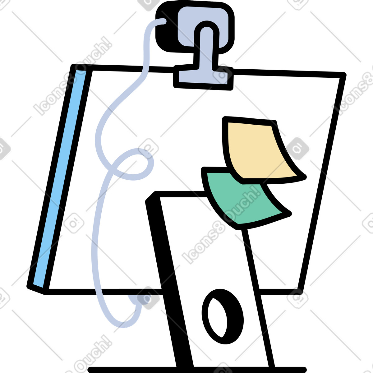 Monitor con webcam e adesivi illustrazione in stile Notes scarica in PNG, SVG