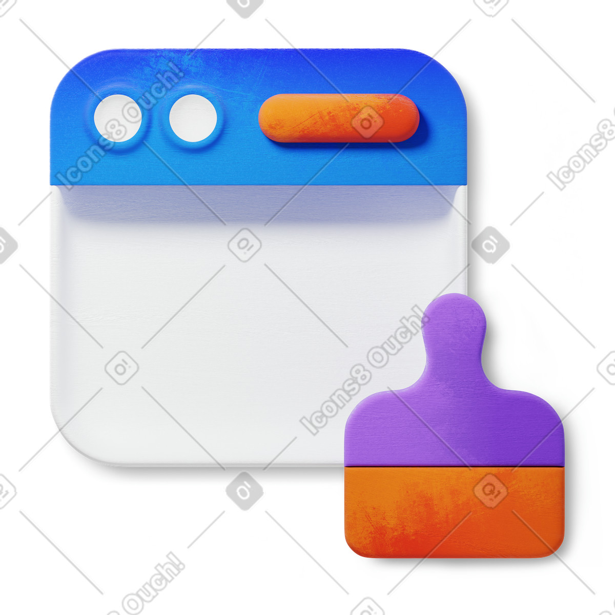 Иллюстрация Browser window with paint brush representing online drawing application interface в стиле 3D Microsoft Fluent illustration — скачать в форматах PNG, SVG