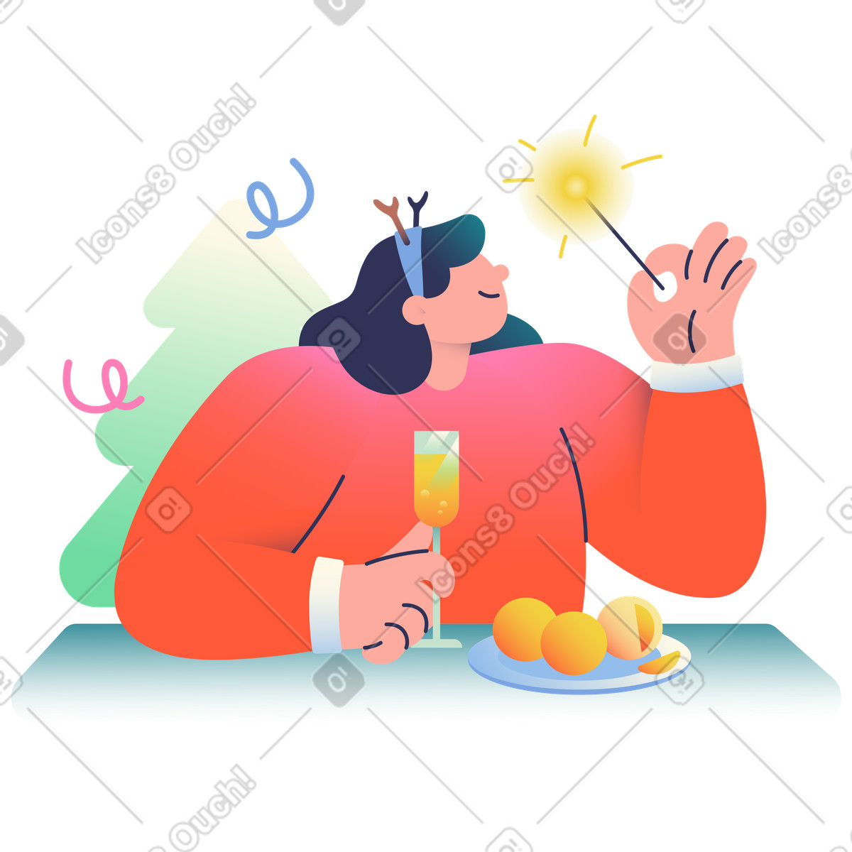 Celebrating the New Year illustration in Beam style download in PNG, SVG