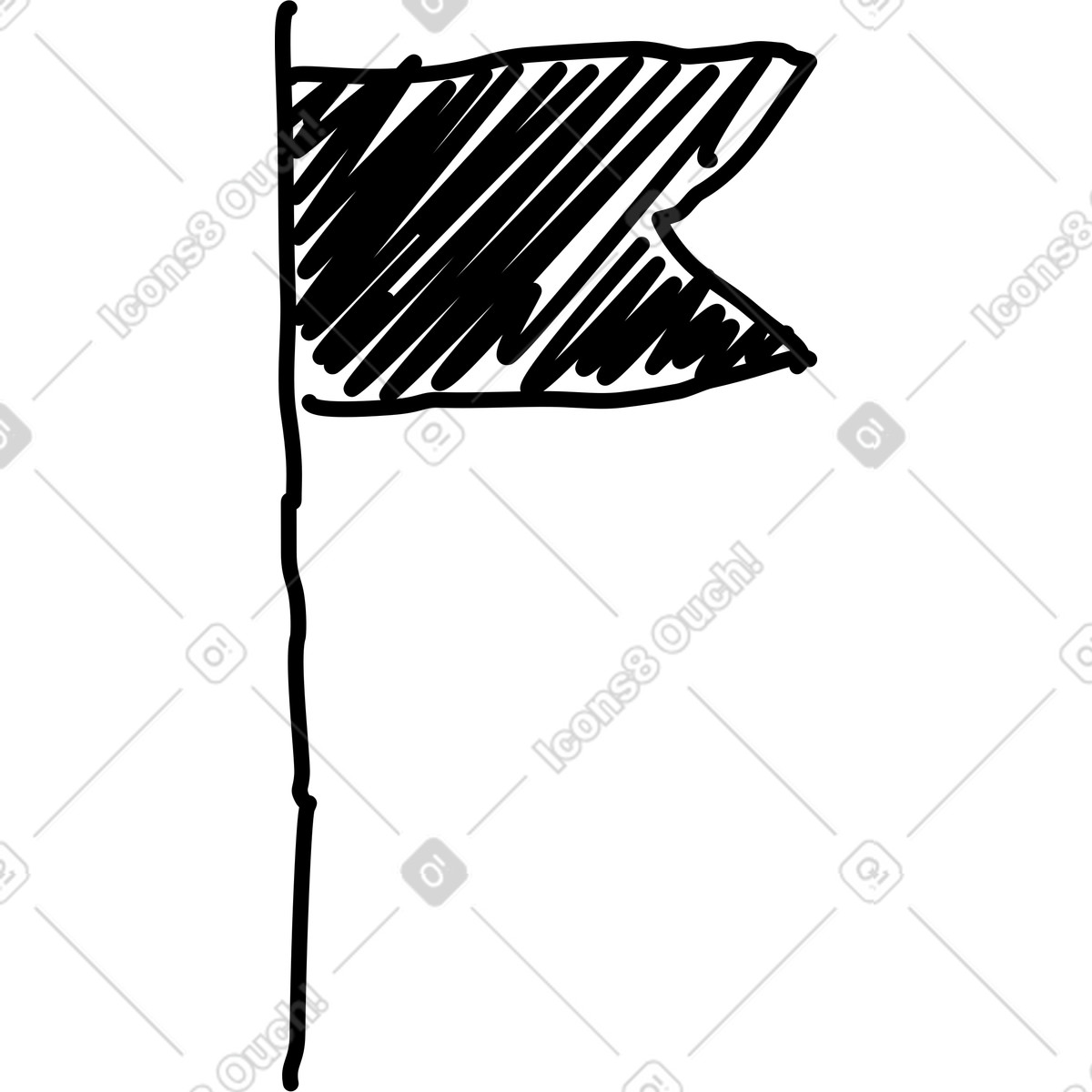 Illustration Scribbled flag banner on simple pole dans le style Rough Sketch à télécharger aux formats PNG, SVG