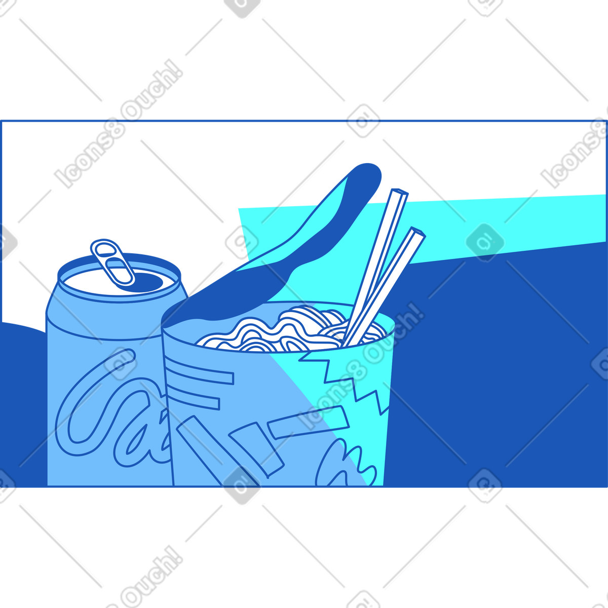 Frame with food illustration in Storyline style download in PNG, SVG
