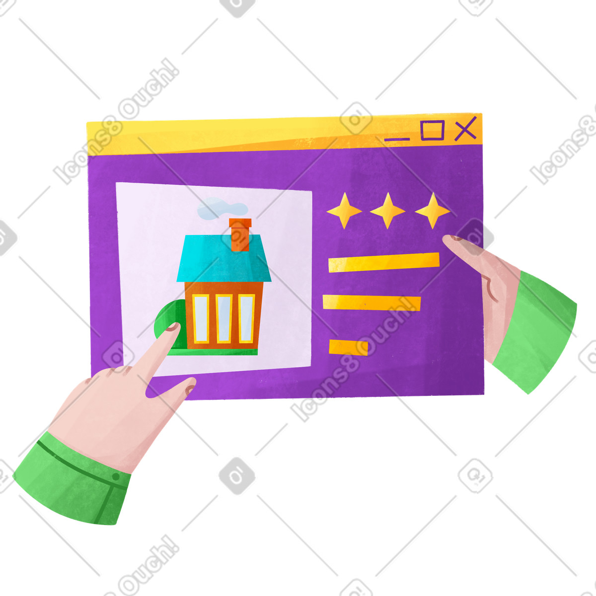 Ilustração de A pessoa compra uma casa online em no estilo Bonbon para baixar em PNG, SVG