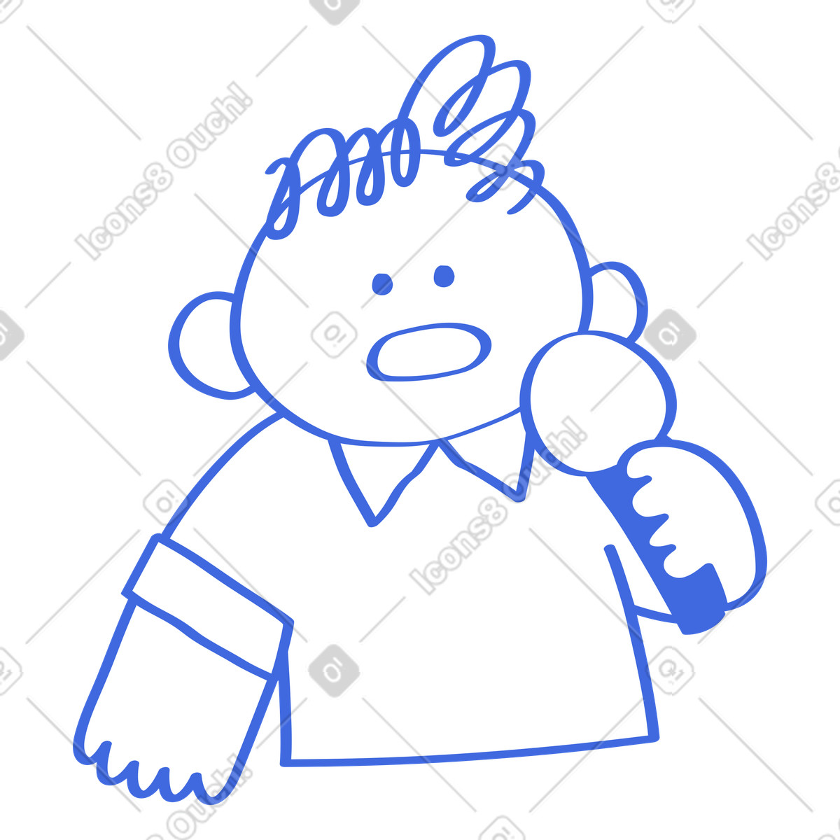 Иллюстрация Microphone speaker holding handheld mic with surprised expression and shirt в стиле Ballpoint Pen — скачать в форматах PNG, SVG