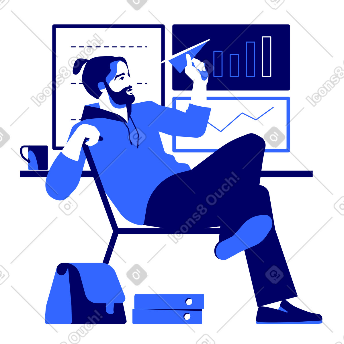 Ilustração de Analista homem na pausa para o café no escritório em estilo Lounge baixar em PNG, SVG