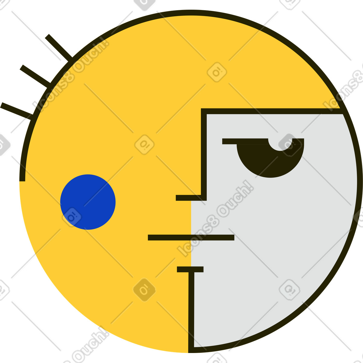 Gesicht gelb-Illustration im Geom-Stil als Download in PNG, SVG