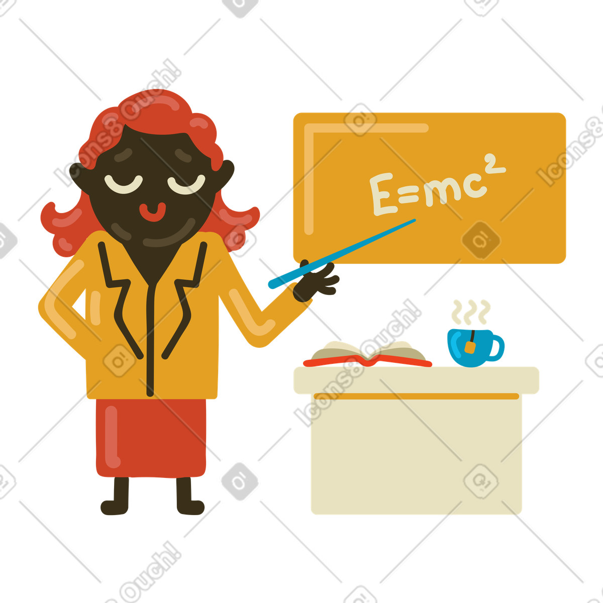 Illustration Une femme enseignant la physique en classe dans le style Arabica à télécharger aux formats PNG, SVG