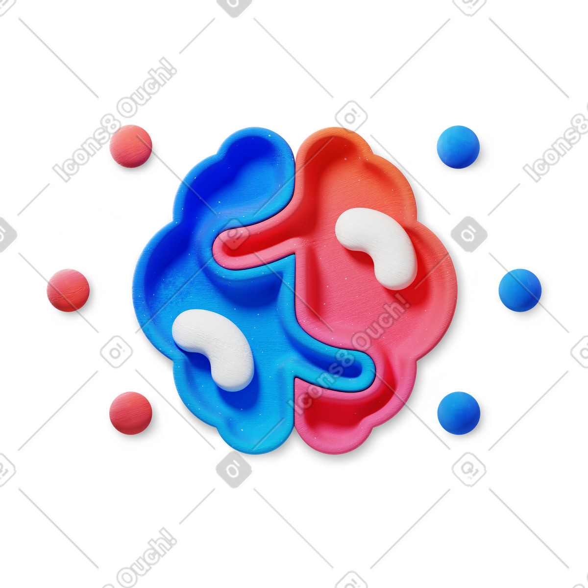 3D Microsoft Fluent illustration 스타일의 Brain 일러스트레이션 PNG, SVG 다운로드
