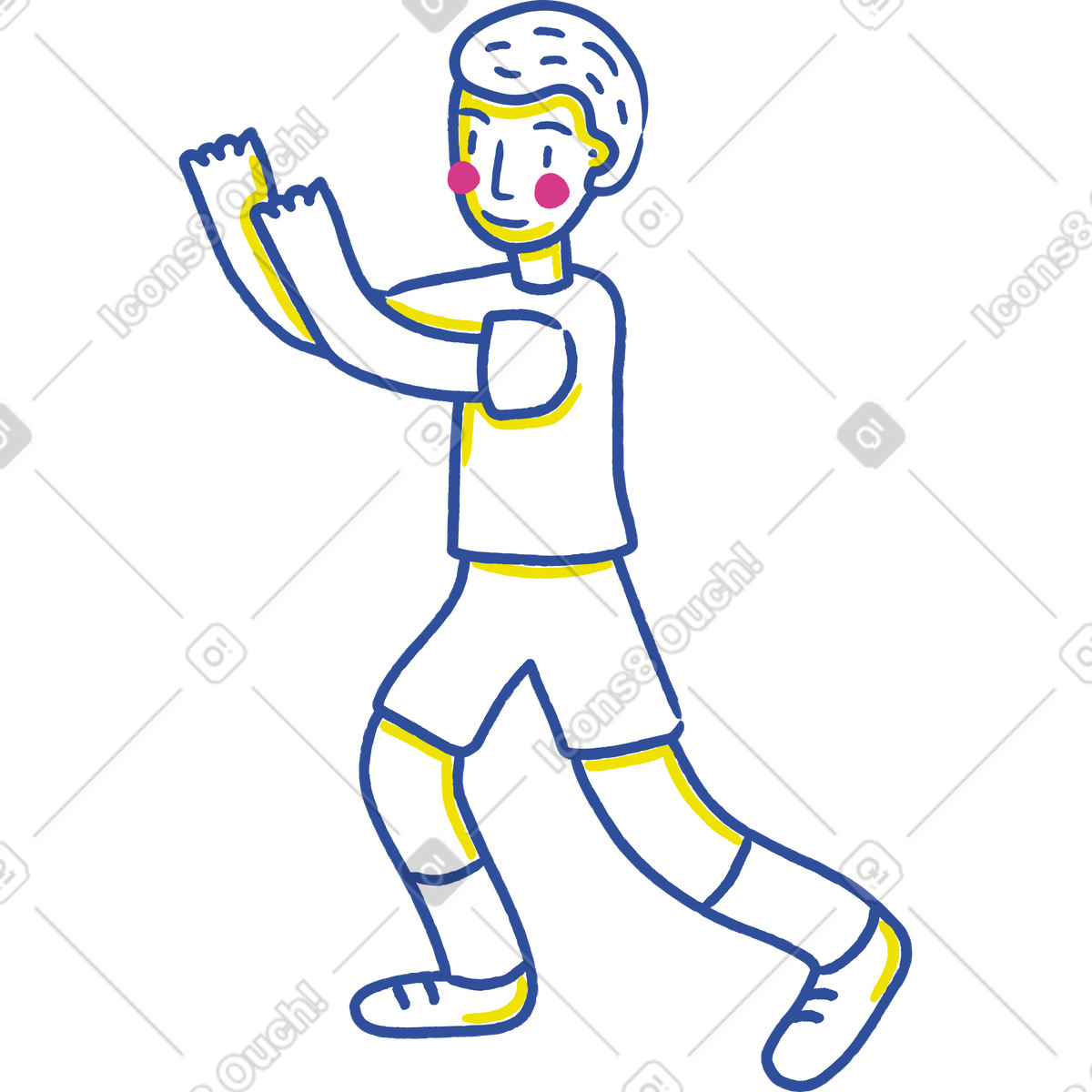 Hände hoch junge-Illustration im Lime-Stil als Download in PNG, SVG