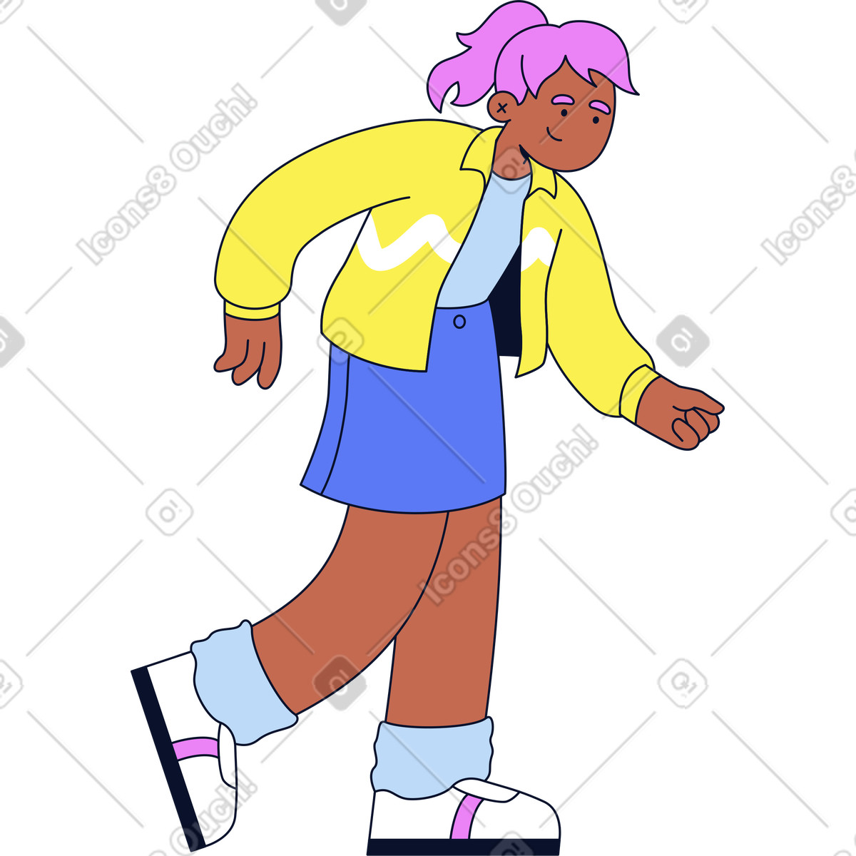下载 Flexy 风格的 女人手里拿着东西，低头 插画，支持 PNG、SVG 格式