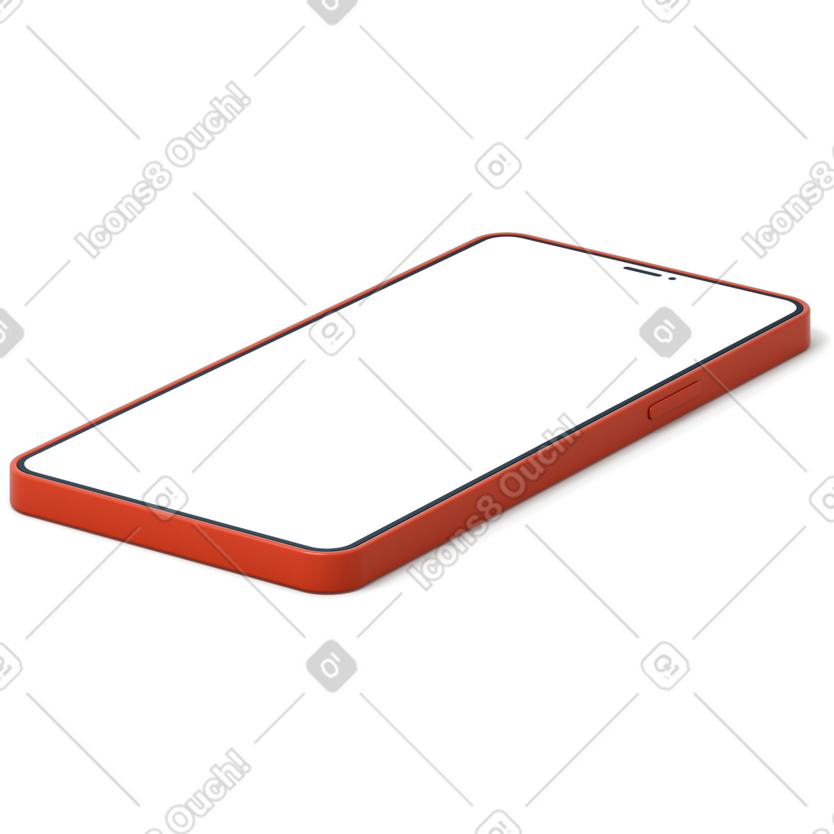 Telefono rosso con schermo bianco vuoto illustrazione in stile 3D Flame scarica in PNG, SVG