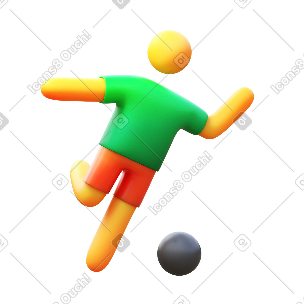 Football player illustration in 3D Fluency style download in PNG, SVG