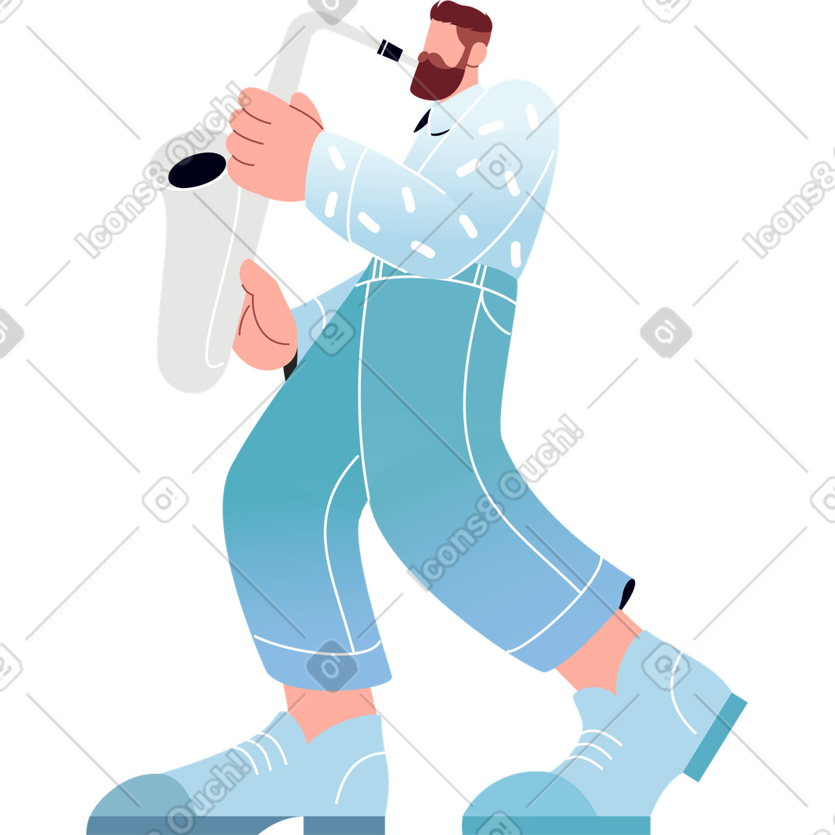 Man musician illustrazione in stile Airy scarica in PNG, SVG